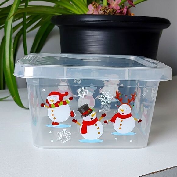 Plastic Clear Festive Winter & Christmas Snowman Tote - Picture 1 of 6